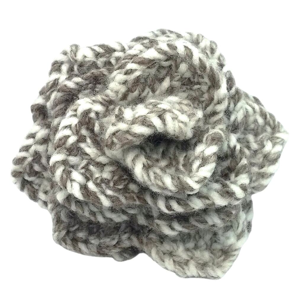 Handmade Crochet Floral Brooch Dragon Scale Pattern Neutral Colors Rose Pin New